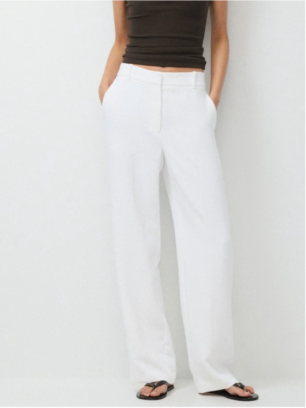 Aritzia Babaton Sz 6 Agency Crepette White Wide Leg Pants